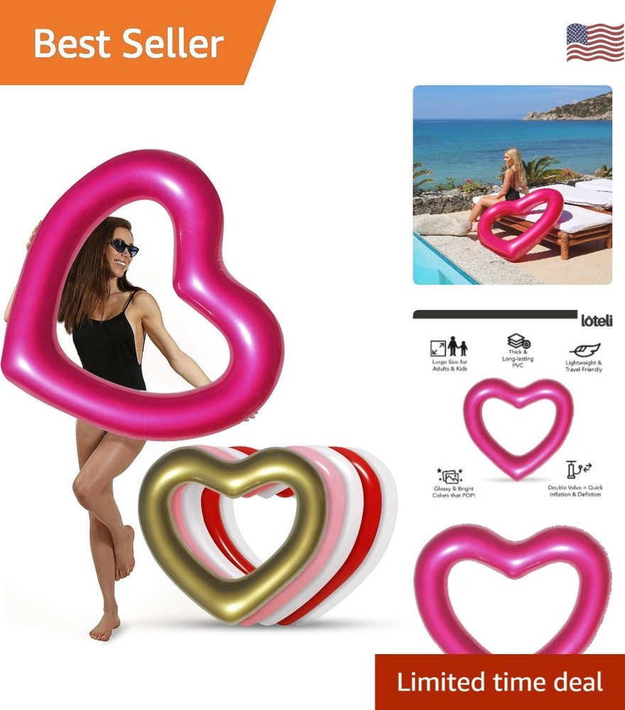 LOTELI Large Metallic Pink Heart Pool Float - 50