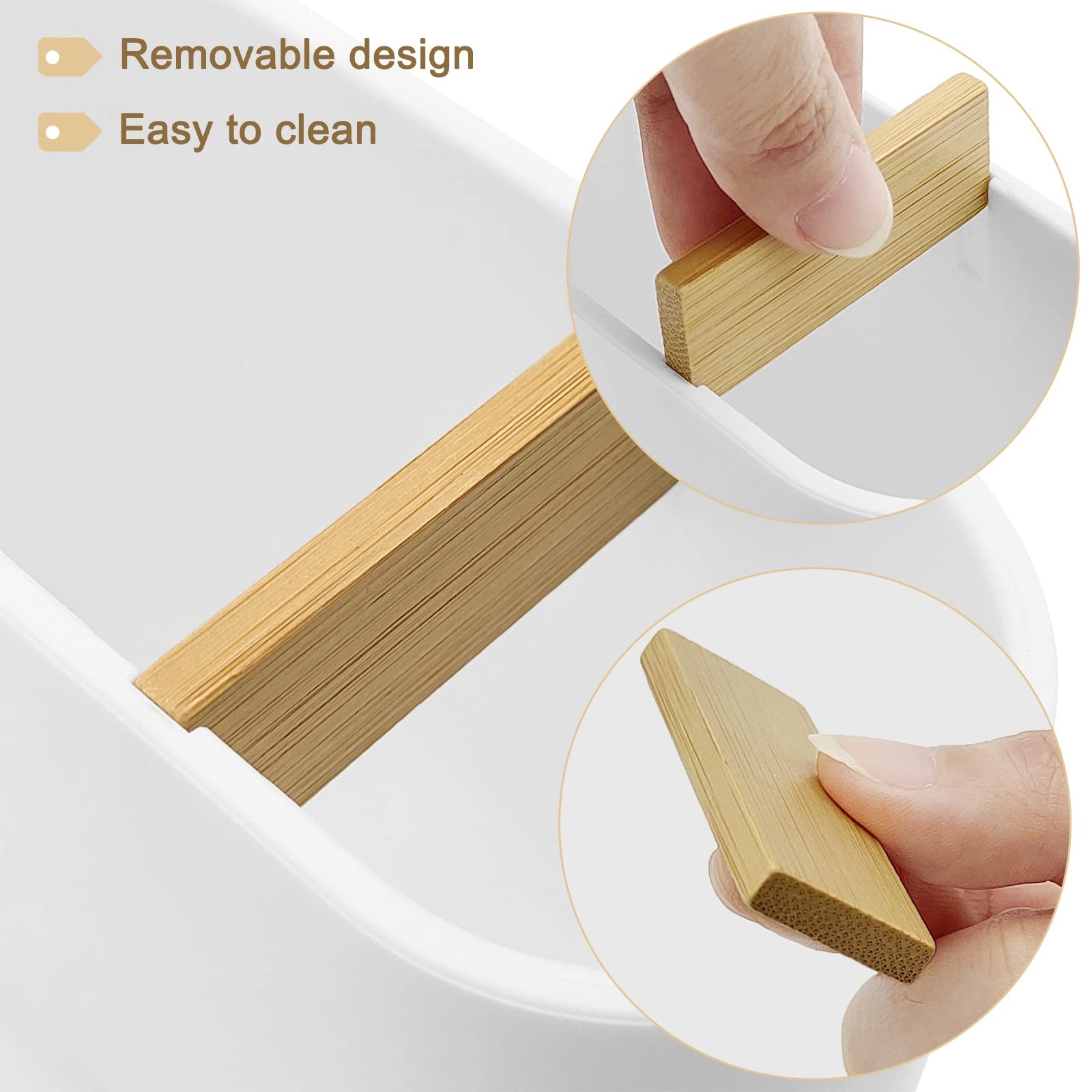 Toothbrush Holder with Bamboo Divider,Detachable for Easy Cleaning Multi-Func...