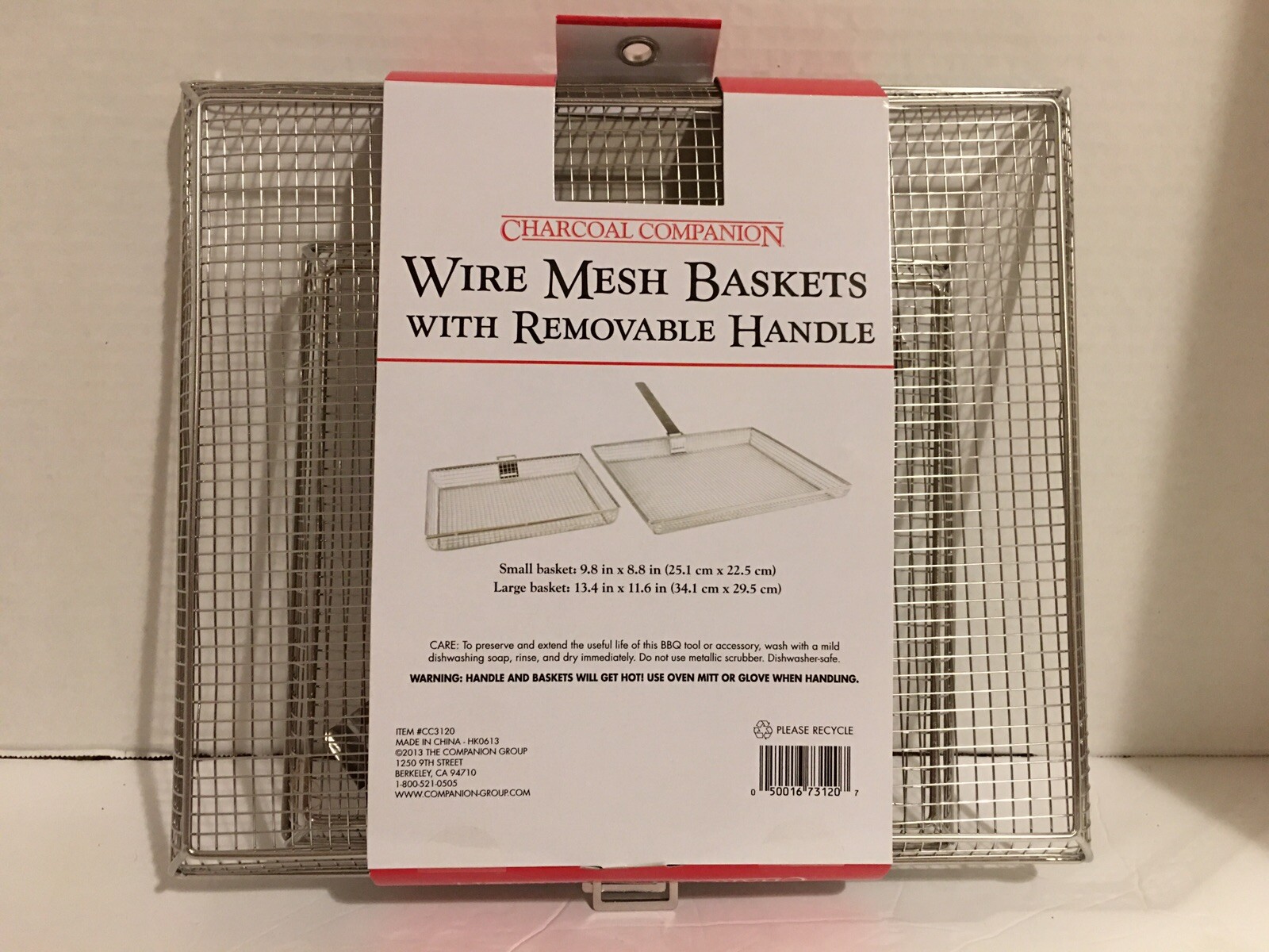 New*Charcoal Companion 2-Piece Mesh Basket Set for Grill w/Removable Handle