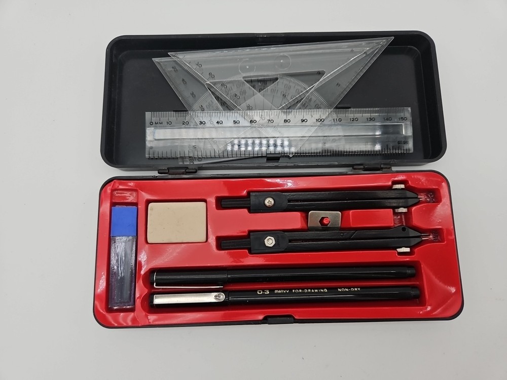 Uchida Drafting Compass Protractor Set–Precision Drawing Instruments TO-11