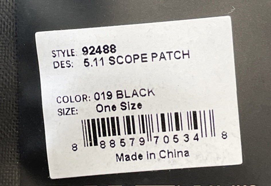 *BRAND NEW* 5.11 TACTICAL 5.11 SCOPE PATCH HOOK BACKING