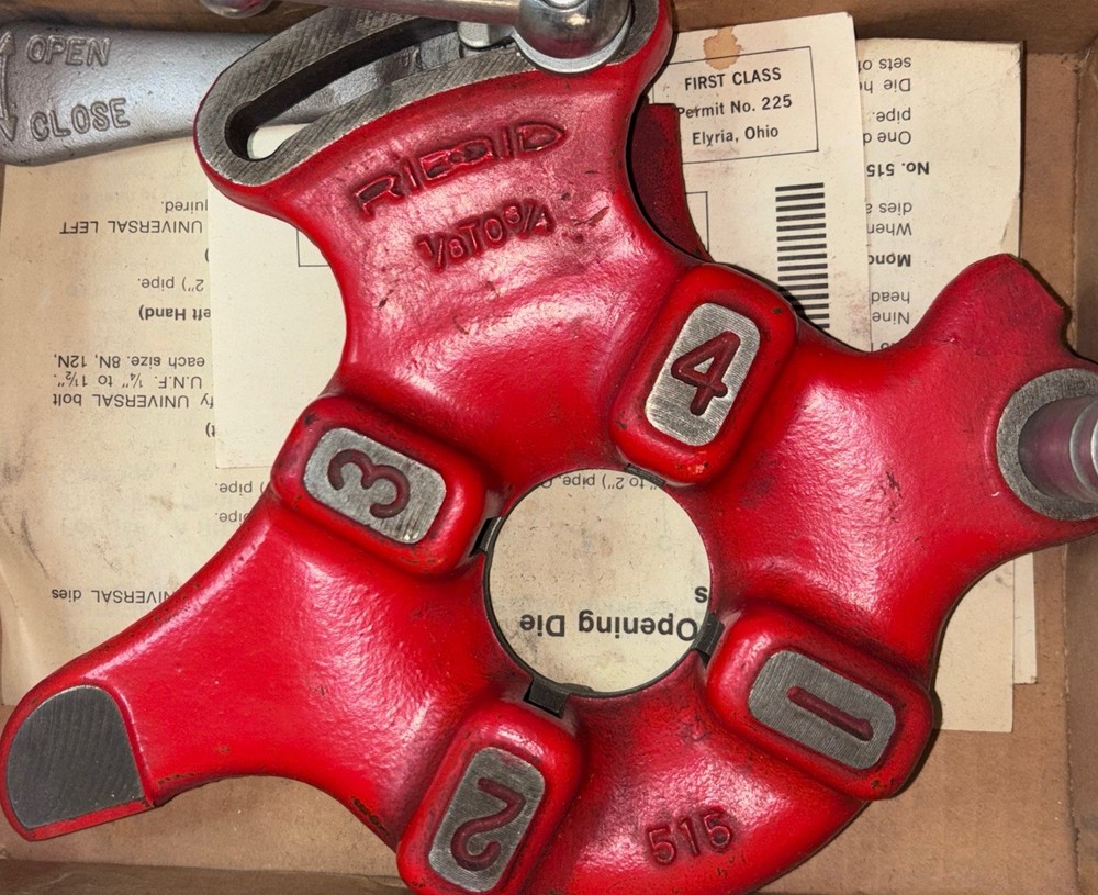 RIDGID 515 Quick-Open 1/8 - 3/4” Dual Die Pipe Threading Head #515