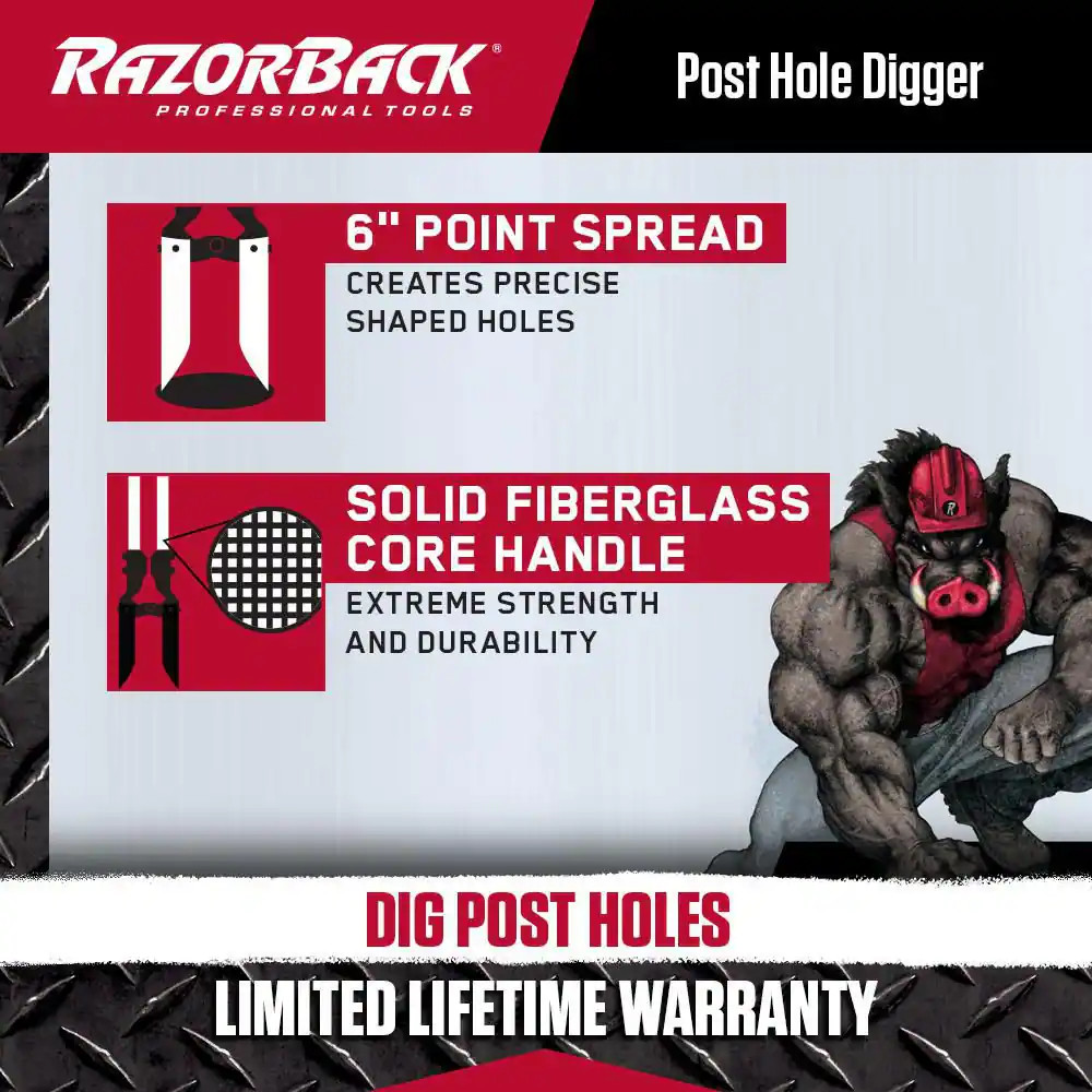 48 In. Fiberglass Handle Post Hole Digger
