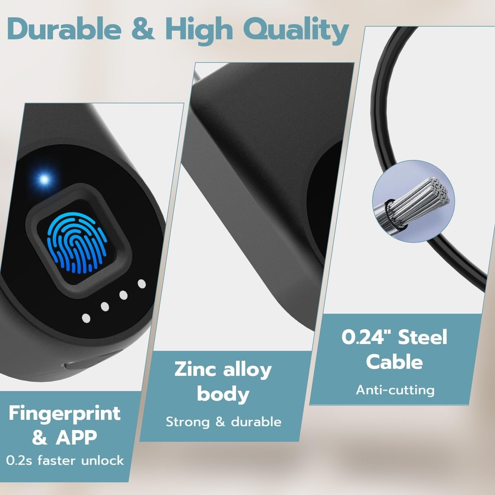 Fingerprint Cable Lock, Fridge Locks with Fingerprint Bluetooth APP Control, ...