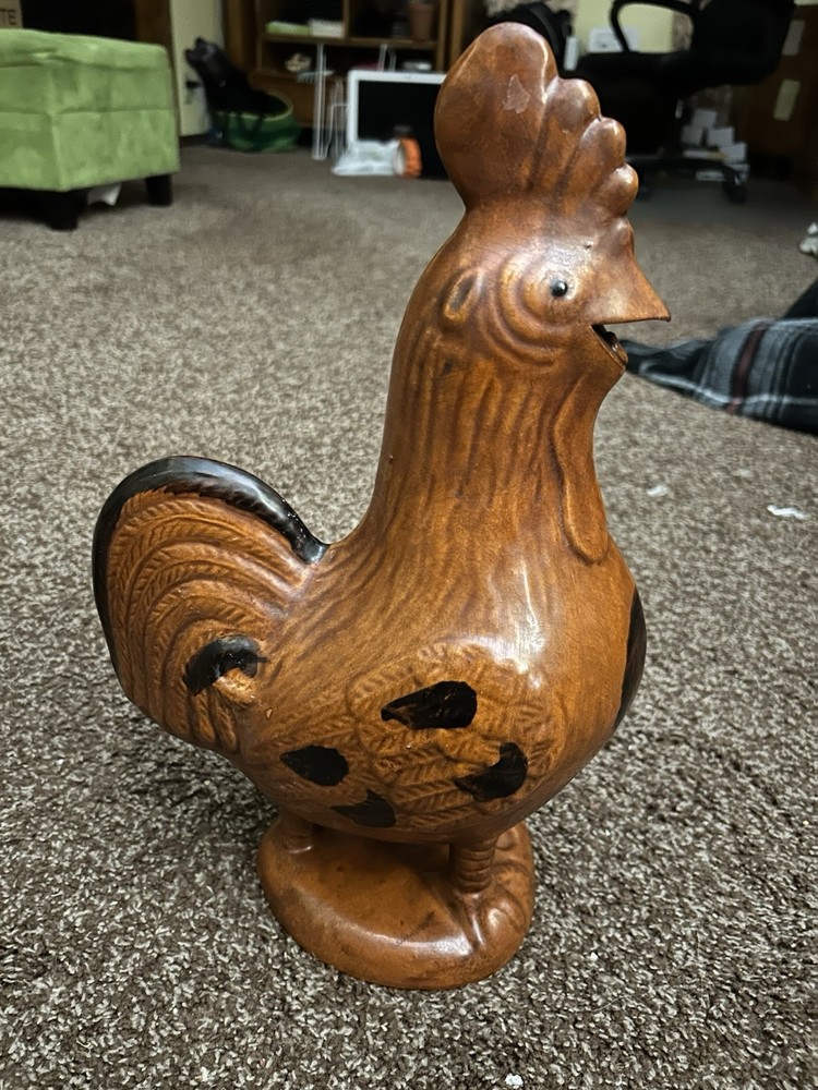 Folk Art Ceramic Roosters; set of 2