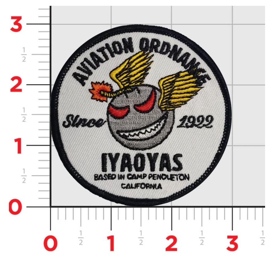 3" IYAOYAS CAMP PENDLETON AVIATION ORDNANCE EMBROIDERED PATCH WITH HOOK & LOOP