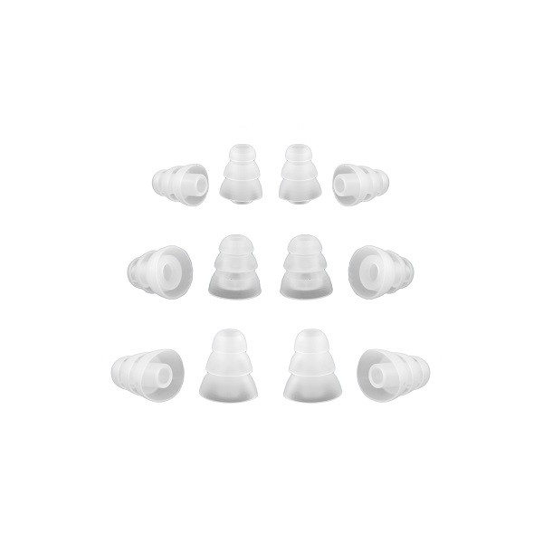 triple flange ear tips, trilevel earphone tips, replacement earbud tips - 6 pair