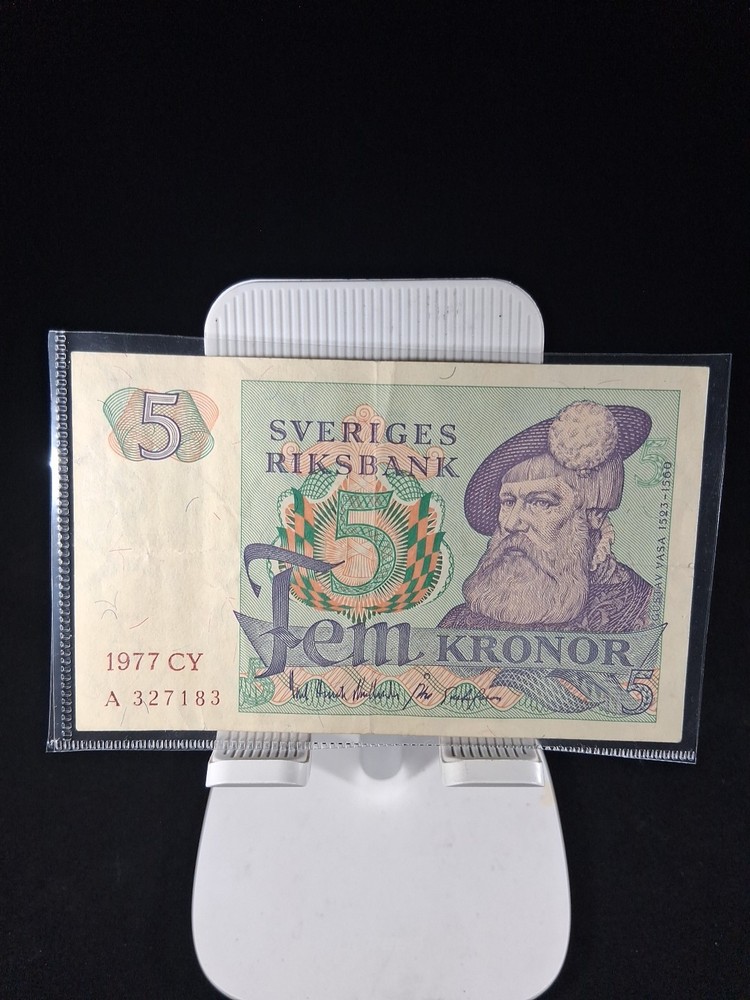 1977 SWEDEN 5 KRONE BANKNOTE