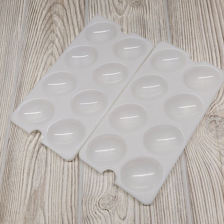 2 Tupperware White Plastic Replacement Deviled Egg Tray Carrier Insert 665 Vtg