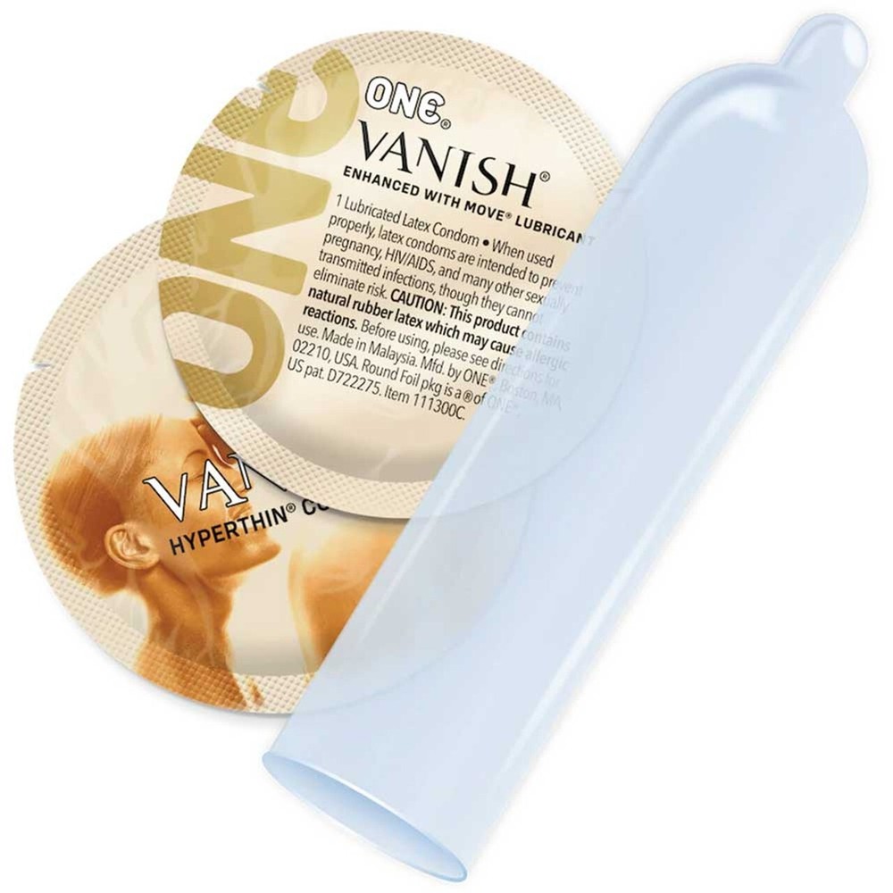 ONE Vanish Hyper Thin Lubricated Latex Bulk Condoms + Brass Pocket Case