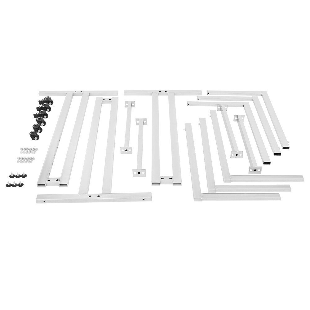 Adjustable Height 6-Arm Silver Garment Display Rack with Wheels