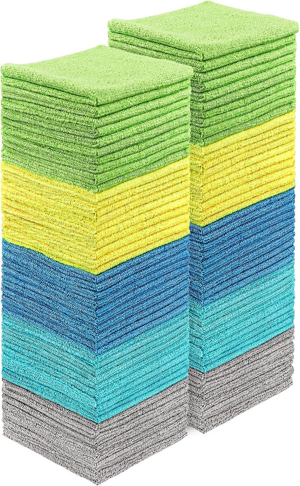 Microfiber Cleaning Cloths 100 Pack, Highly Absorbent Microfiber Towels, Lint &