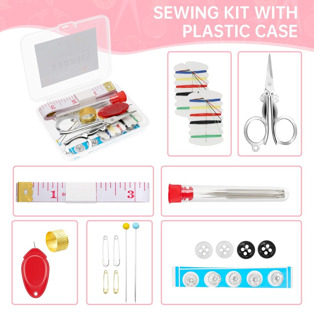 Min Sewing Kit, Travel Kit with Multi-Color Threads, Scissors, various