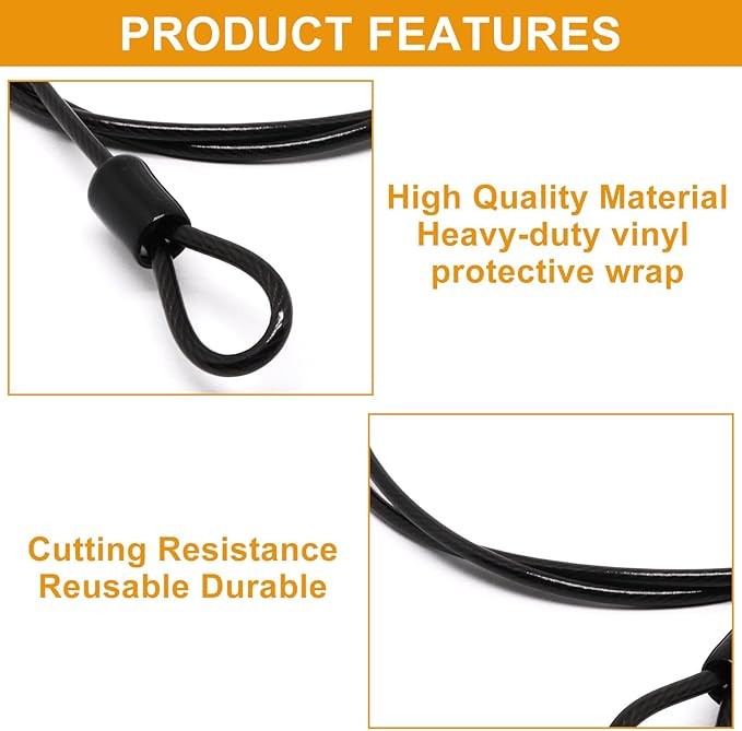 14.7FT Security Steel Cable with 3 Digit Combination Lock