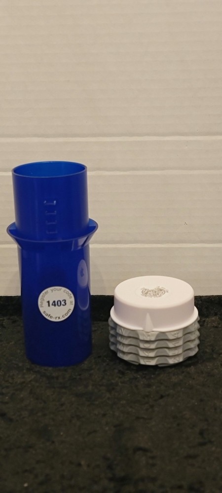 SafeRX Locking Pill Bottle, Blue Large 5.4hx2d