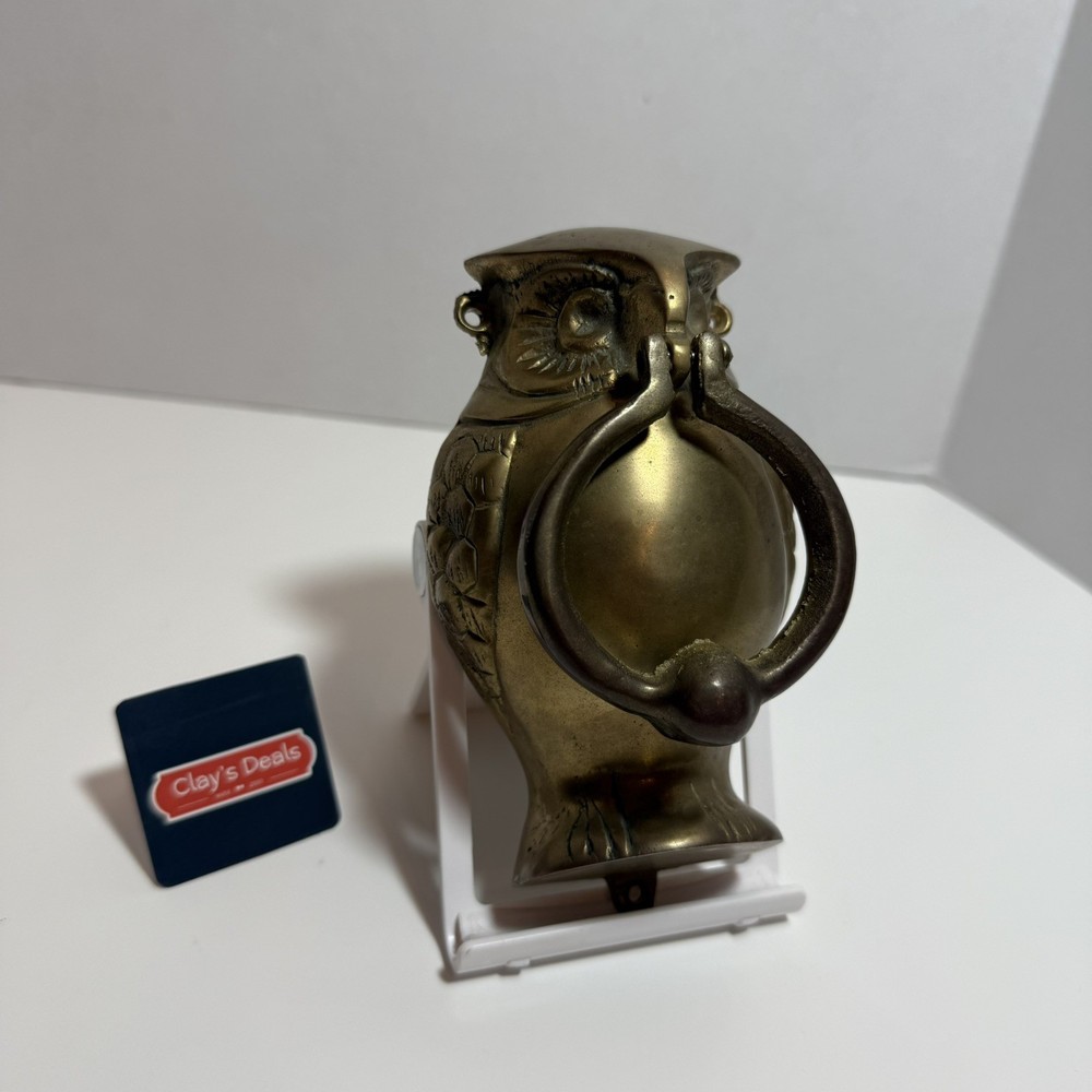 Vintage Solid Brass Owl Door Knocker – Mid Century Hardware