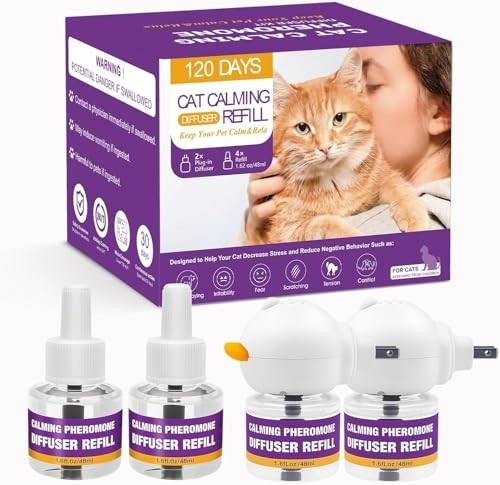 Calming Pheromone Diffuser Kit for Cats - Stress Relief, Reduces Fighting & Scra