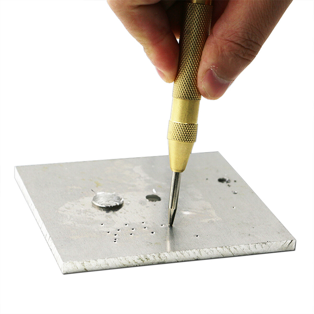 4X Automatic CENTER PUNCH Tool Adjustable Spring Loaded Super Strong Metal Drill