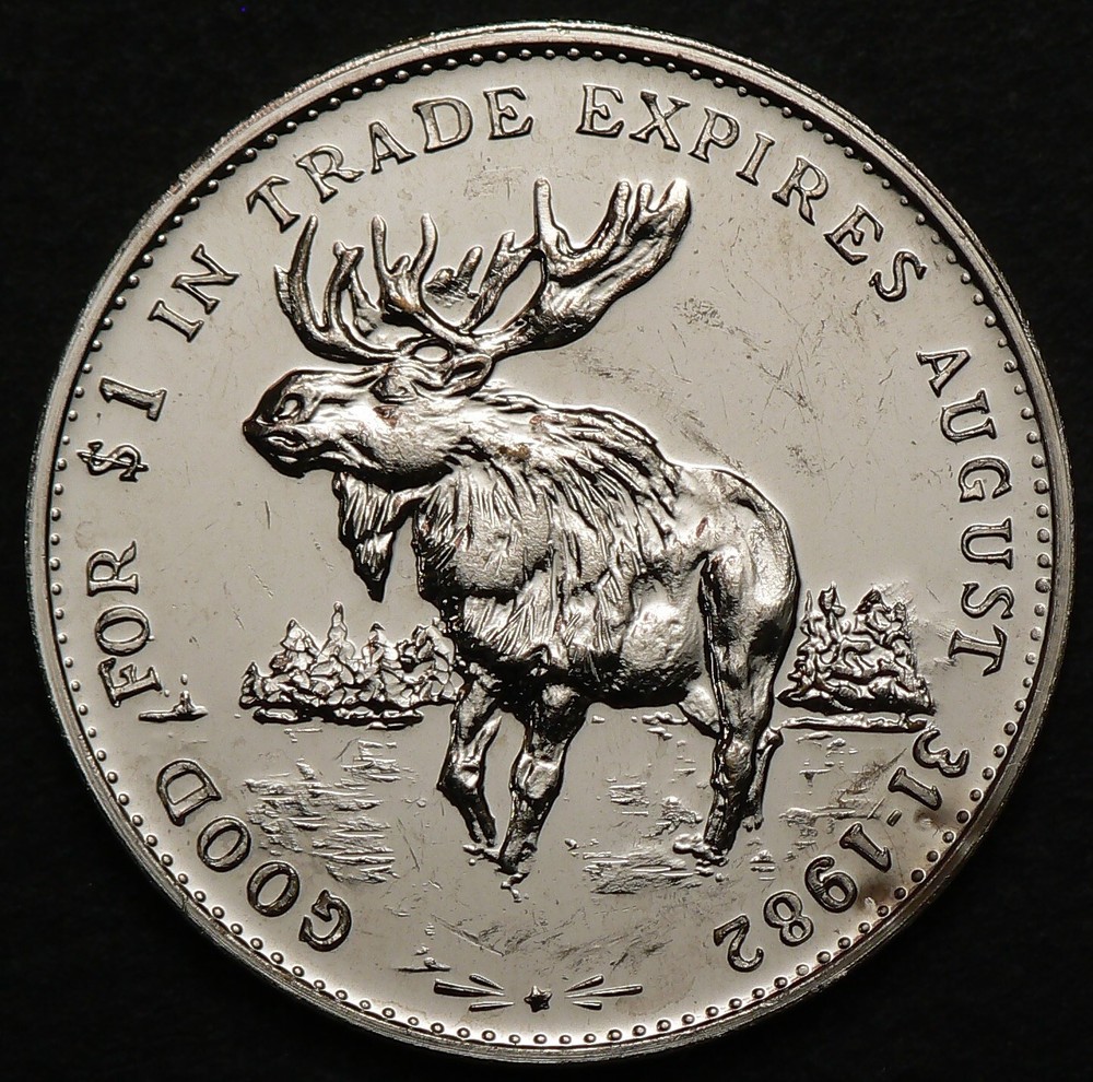1982 Moose High Prairies Alberta $1 Dollar Canada Token #21231