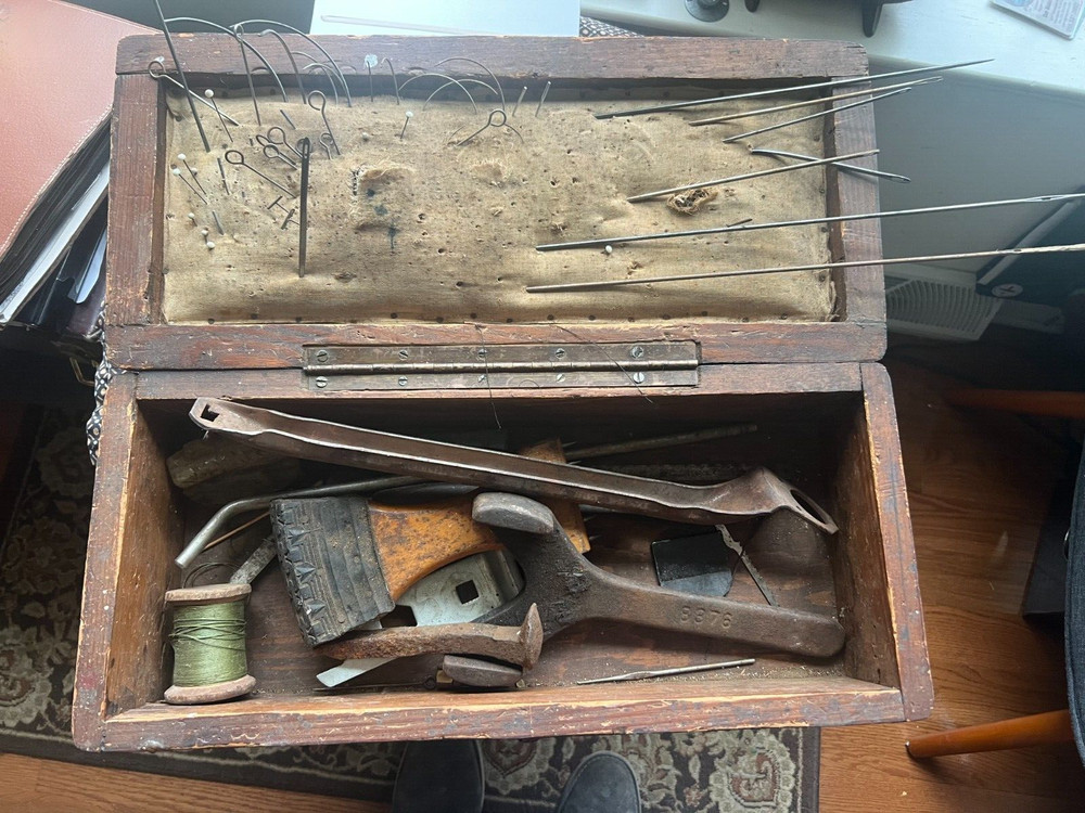VINTAGE UPHOLSTERER TOOL BOX CIRCA 1930