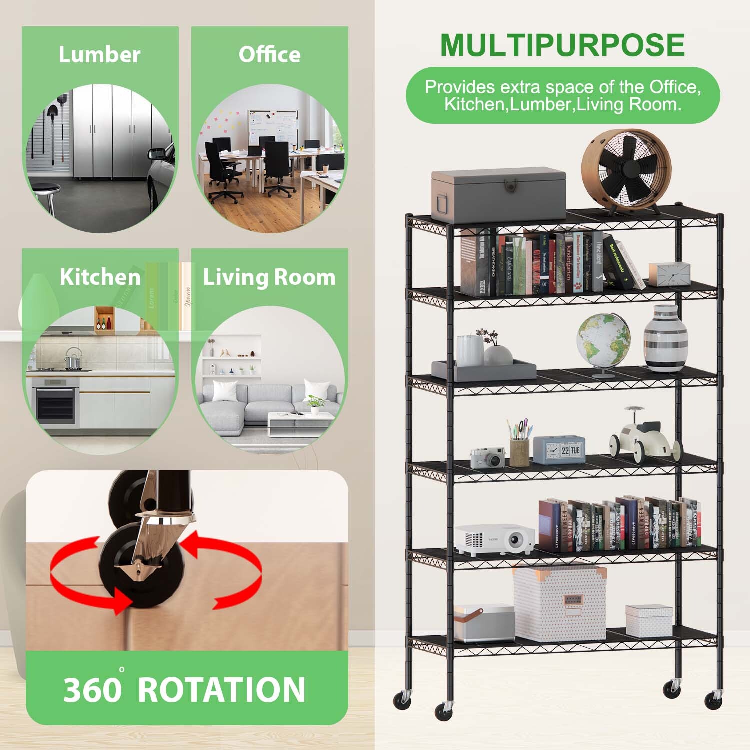 New 6 Tier Wire Shelving Unit NSF Metal Shelf Rack 2100 LBS Capacity 18"x48"x82"