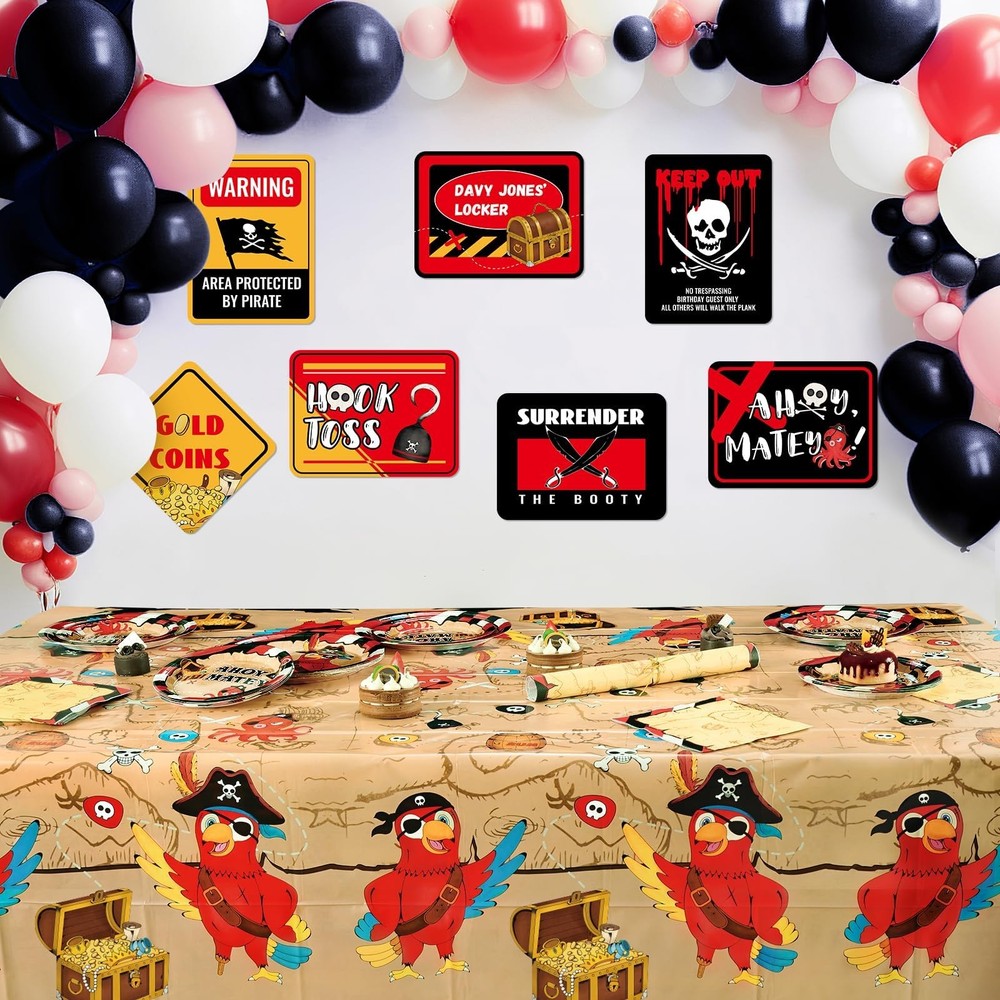 WERNNSAI Pirate Party Tablecloth - 1 Pack 108" x 54" (Rectangular), Brown 1pc