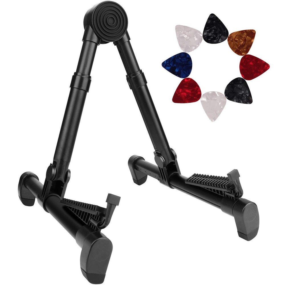 Eison Folding Guitar Stand - Lightweight Adjustable Floor Holder With 8 Picks...