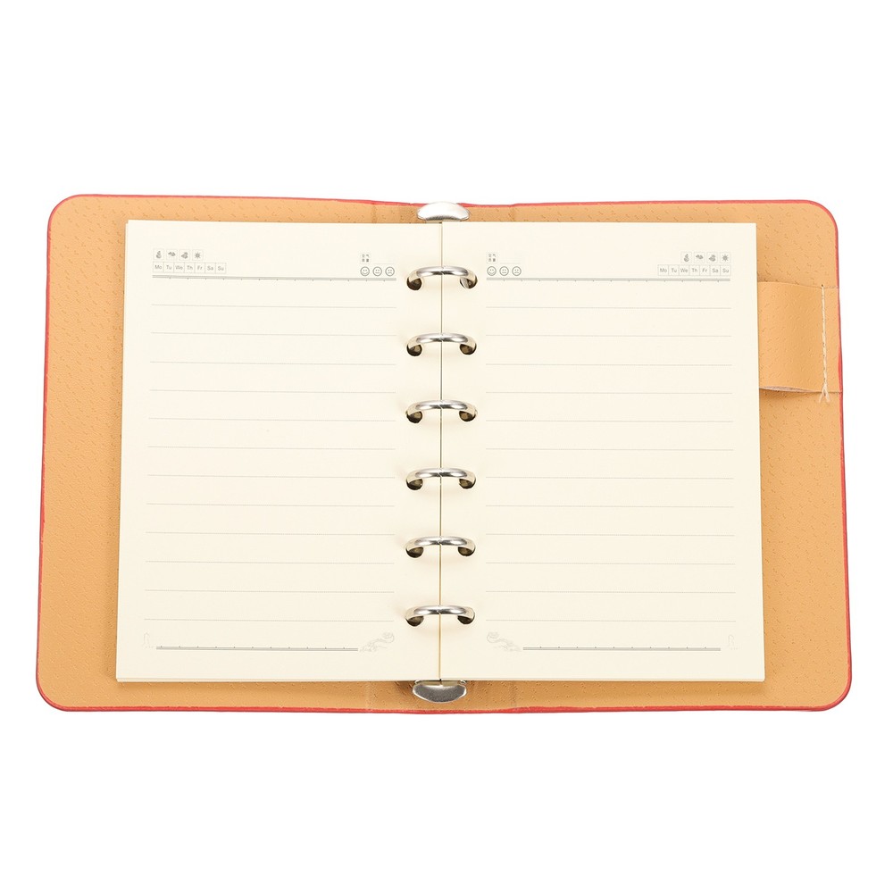 6 Ring Binder Cover A7 Notebook Binder 50 Sheets Line Paper, Red