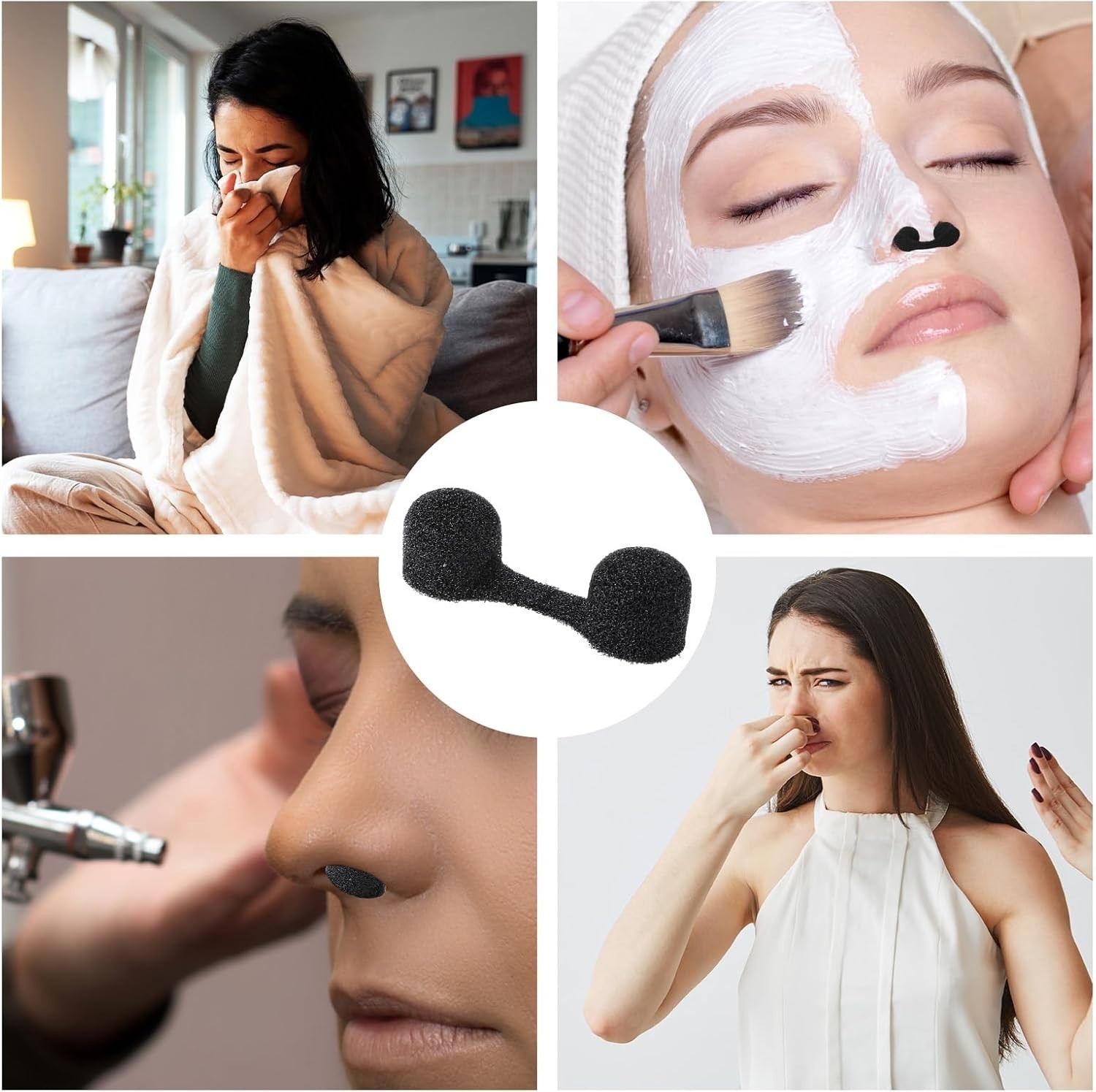 100 Pieces Nose Plug Filter Disposable Nose Dust Filters Bulk Sponge Nostril