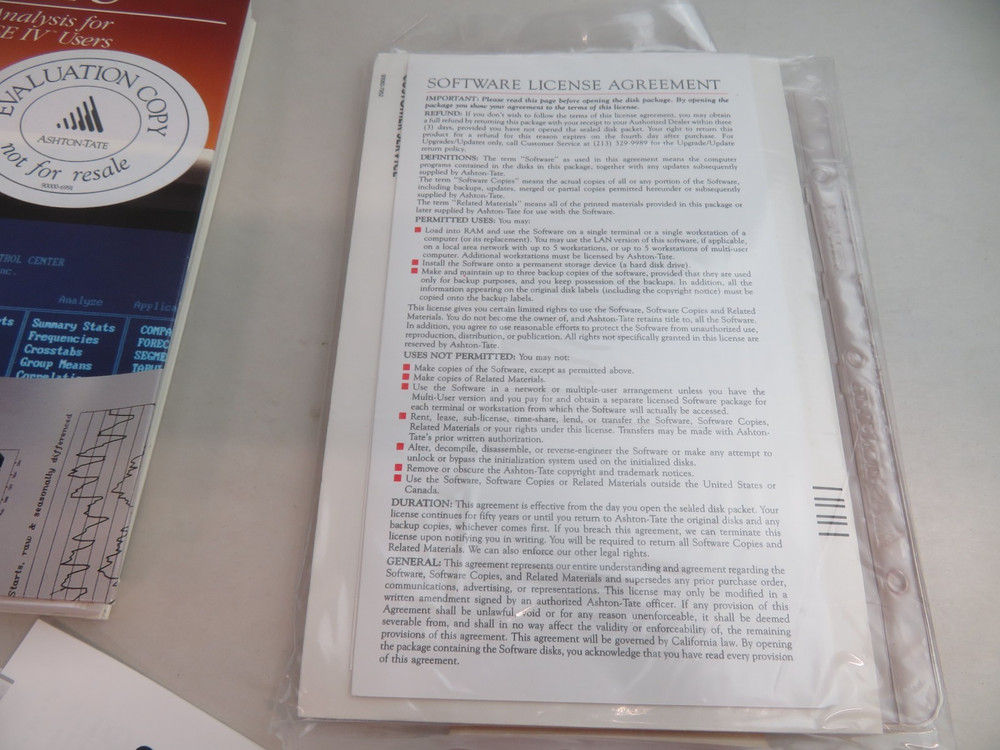 Ashton-Tate Statistical Analysis 5 1/4" Disks