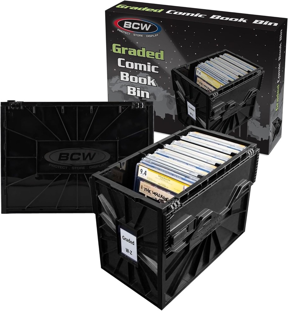 Elegant Stackable Comic Book Storage Bin - Black 2 Pack for Graded Comics Care