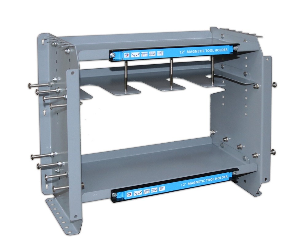 Wall-mounted Garage Tool Rack 3-Layer Tool Organization Device 12"Magnetic Strip