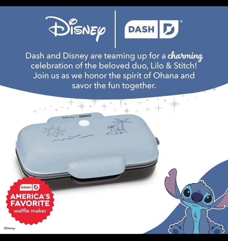 Disney Dash Stitch MultiMaker Double Waffle Maker System Stitch New