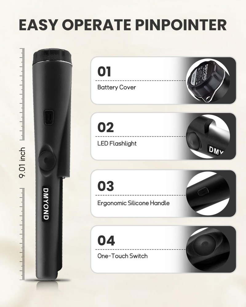 Easy Operation Waterproof Metal Detector Pinpointer - Locate Treasures with Ease