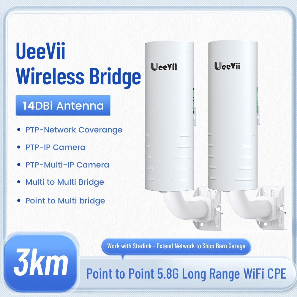 Wireless Bridge UeeVii Point to Point Starlink WiFi Extender Signal Booster 14dB