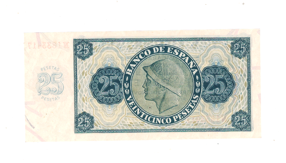 SPAIN 1937 25 PESETAS aUNC