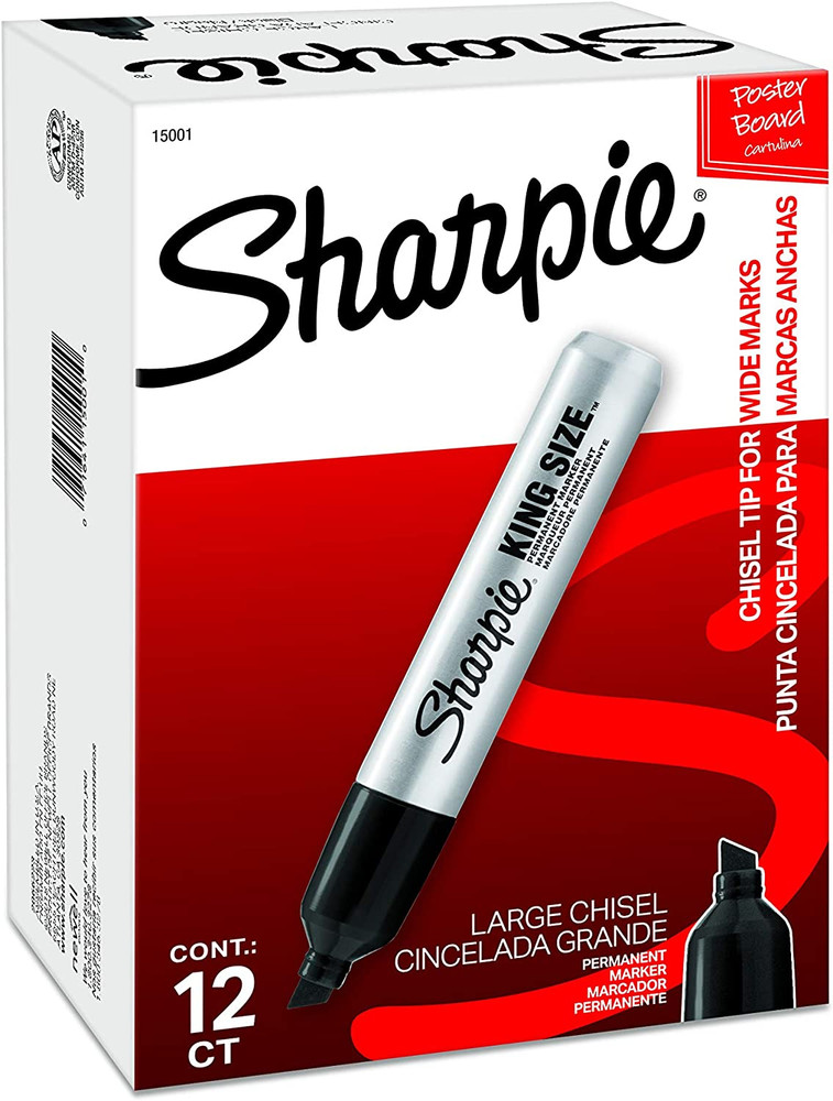 King Size Permanent Markers Chisel Tip Markers for Work & Industrial Use 12 Coun