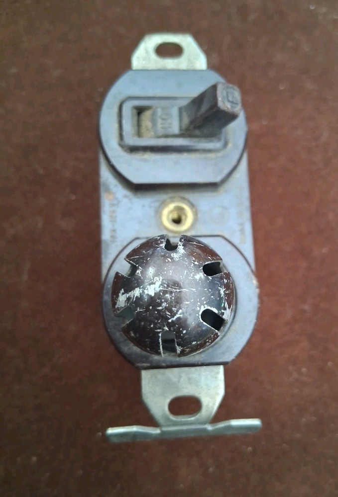 Vintage Circle F Light Switch With  ON/OFF Indicator Light-Untested Salvage.