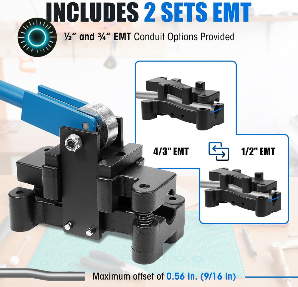 Conduit Offset Bender 2 in 1 - Both ½“& ¾” EMT Ensuring Precise and Efficient...