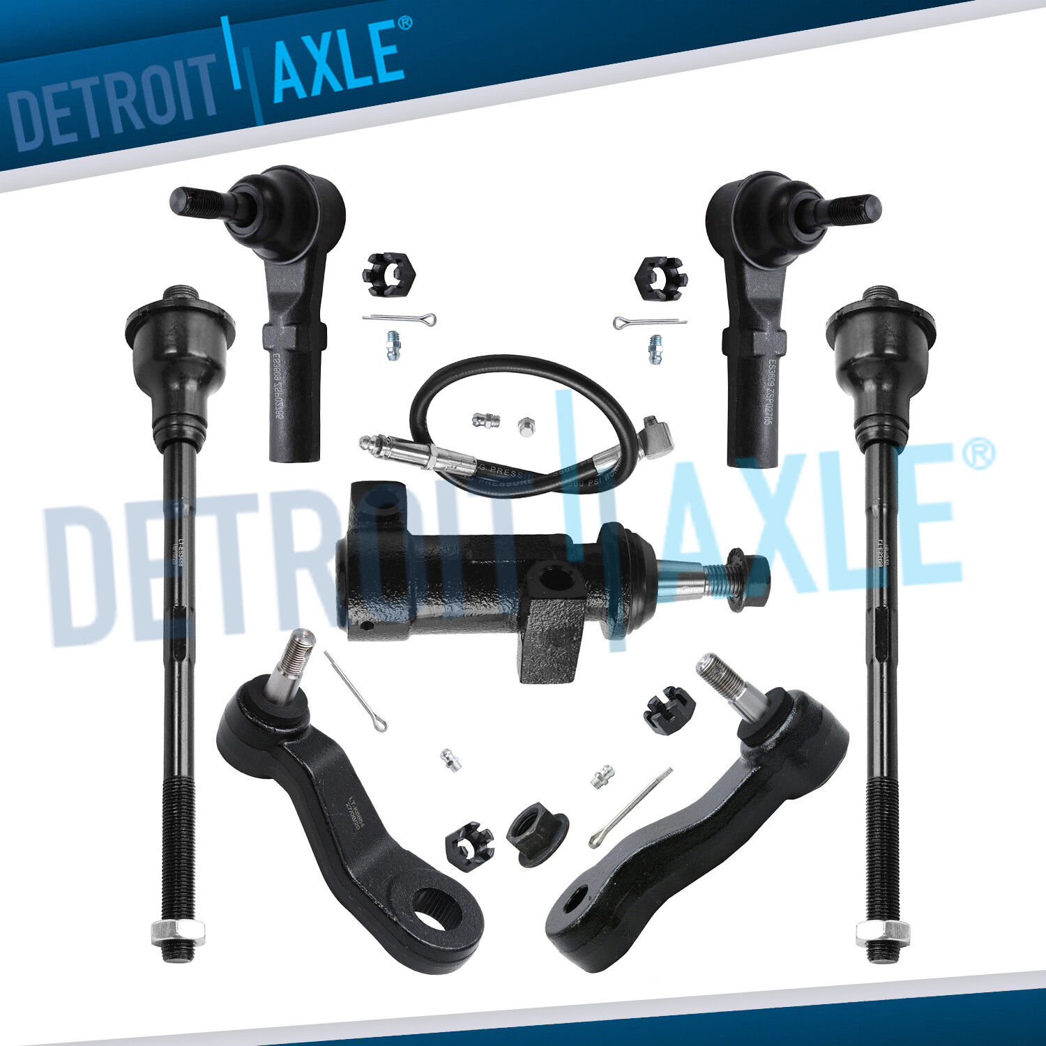 Front Inner Outer Tierod Idler 3-Groove Pitman Arm Kit for Chevy Silverado HD