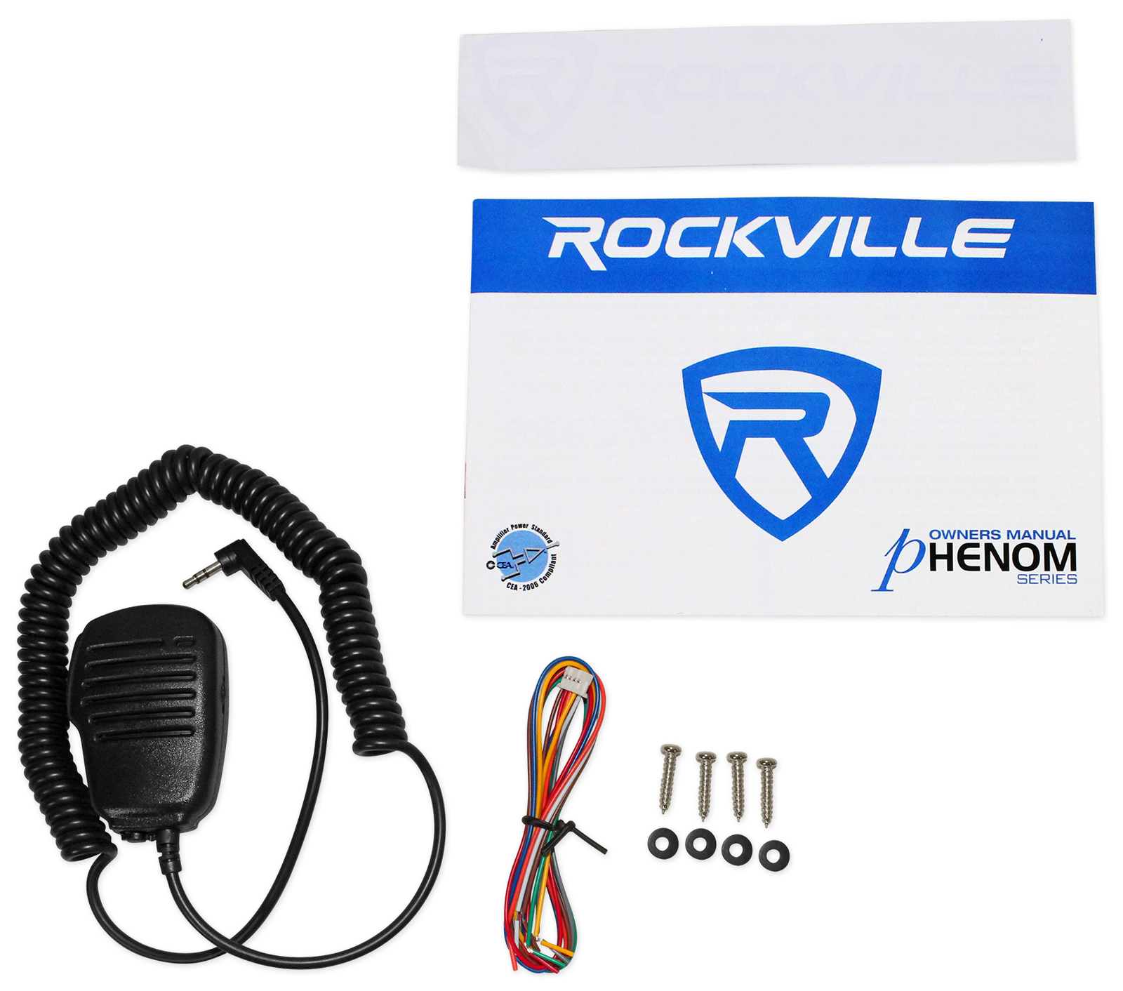 Rockville RXM-F3 1600 Watt Marine/Boat 4 Channel Amplifier Amp+PA Microphone