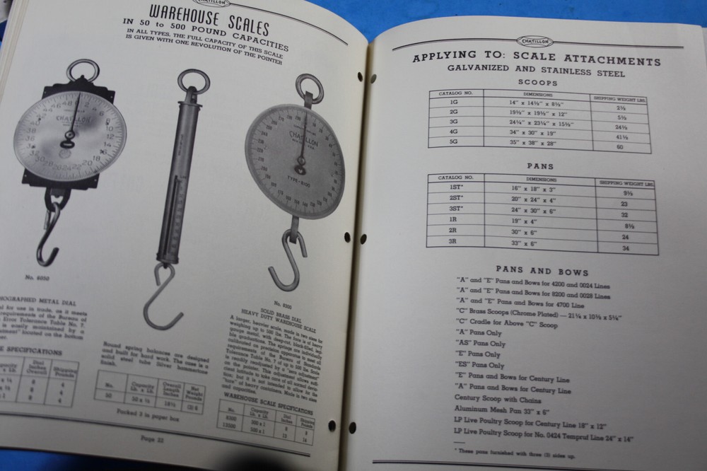 CHATILLON SCALE CATALOG 200 COMMERCIAL MARKET 24 PAGE