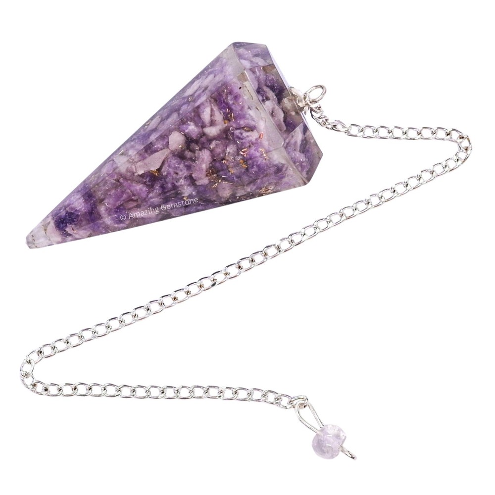 Lepidolite Orgone Crystal Pendulums