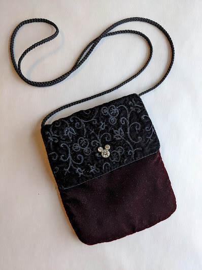 Disney Purse Novelty Velvet Wine S Crossbody Mickey Minnie Jeweled Ears Small