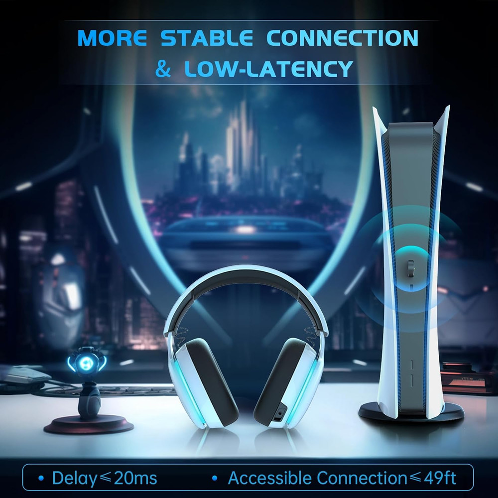 2.4Ghz Wireless Gaming Headset for PC, PS4, PS5, Mac, Nintendo Switch, Bluetooth