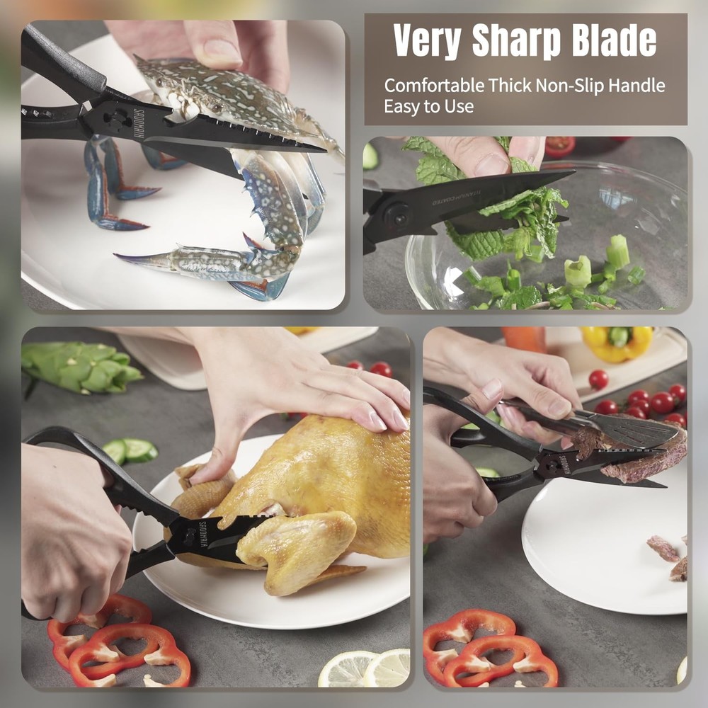 Kitchen Scissors All Purpose, Extra Sharp Kitchen Shears with Sharpener & She...