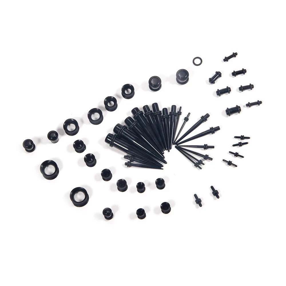 50pcs Ear Stretching Kit 14G-00G Taper Ear Gauges Plugs Tunnels Expander Set