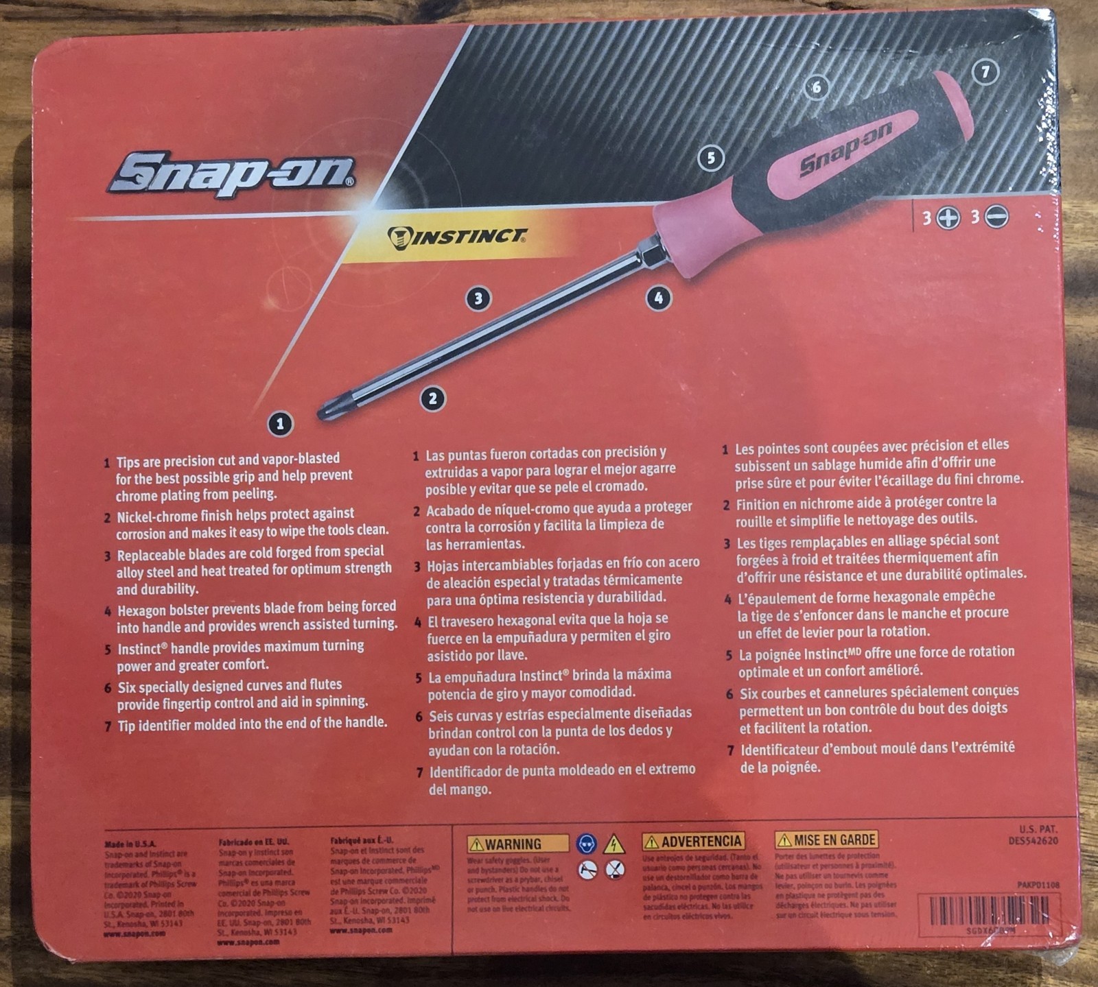 Snap On "Soft Grip-Pink" Screwdriver Set Instinct 6 Piece Set (New)