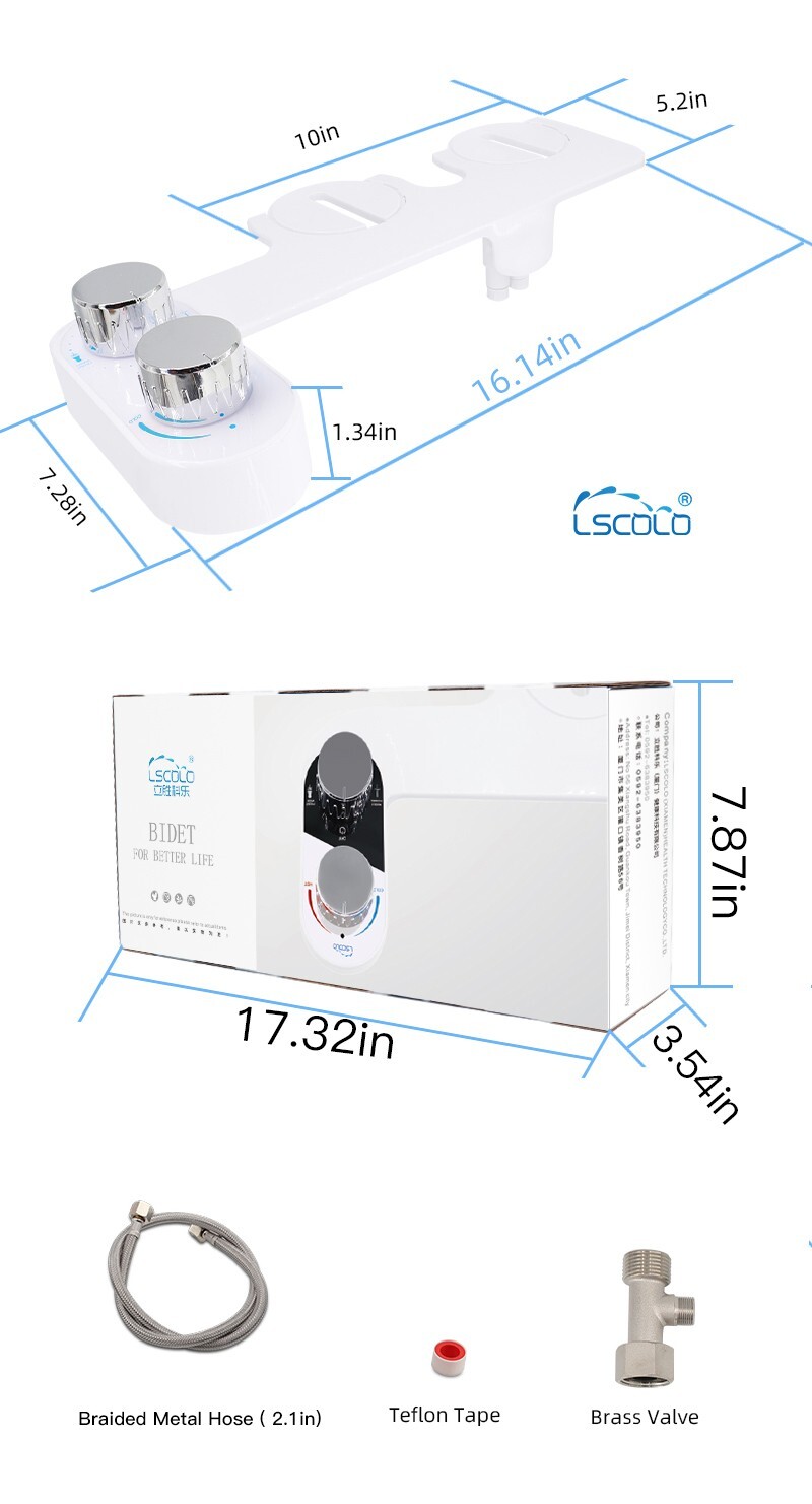Bidet Non Electric Toilet Seat Attachment with Dual Nozzle (OEM ODM available)