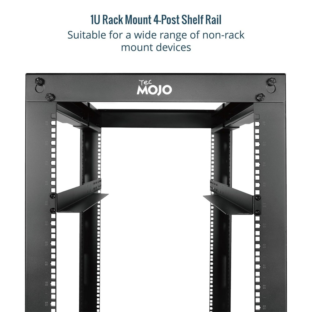 1U Universal Rack Mount Rails Adjustable 4 Post Server Shelf 20.9-32in